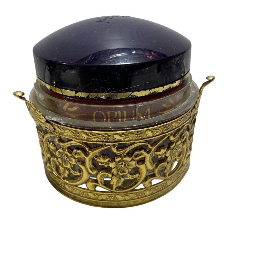 Vintage Metal Filigree Talc Powder Holder (talc‎ Opium used)